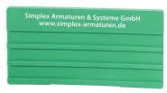 Simplex Bezeichnungsschild o. Leerleisten 100 x 50mm Kunststoff grün m. Aufdruck 