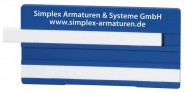Simplex Bezeichnungsschild m. 2 Leerleisten 100 x 50mm Kunststoff blau m. Aufdruck 
