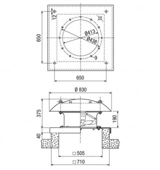 Maico Axial-Dachventilator DZD 40/4 B horizontal ausblasend, Drehstrom, DN400 