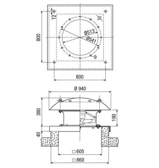 Maico Axial-Dachventilator DZD 50/6 B horizontal ausblasend, Drehstrom, DN500 
