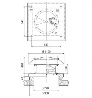 Maico Axial-Dachventilator DZD 60/6 B horizontal ausblasend, Drehstrom, DN600 