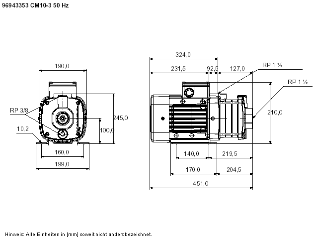 Grundfos CM10-2 A-R-A-e-AQQE F-A-A-N Kreiselpumpe Pumpe 